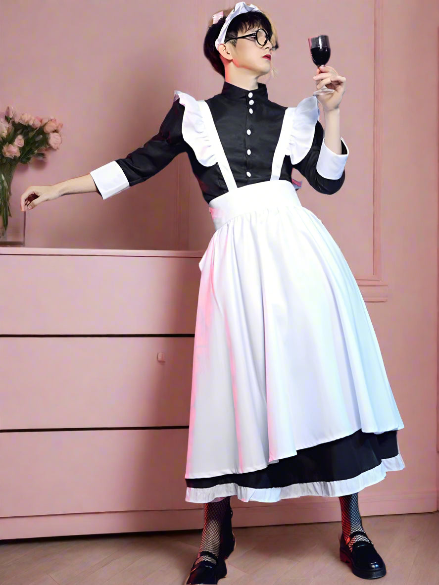 Sissy French Maid Long Dress Men's Outfit