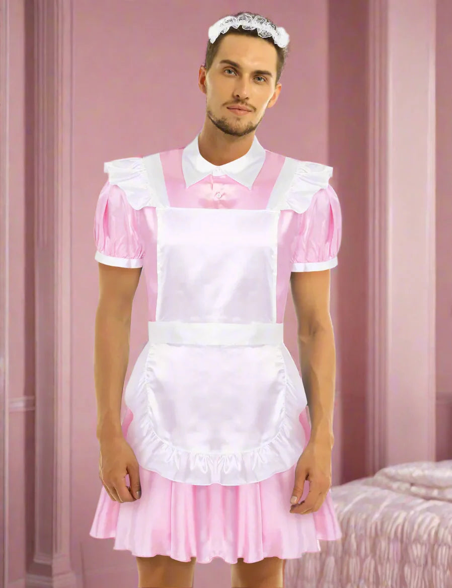 Classic French Male Maid Outfit - Pink / M - Outfit