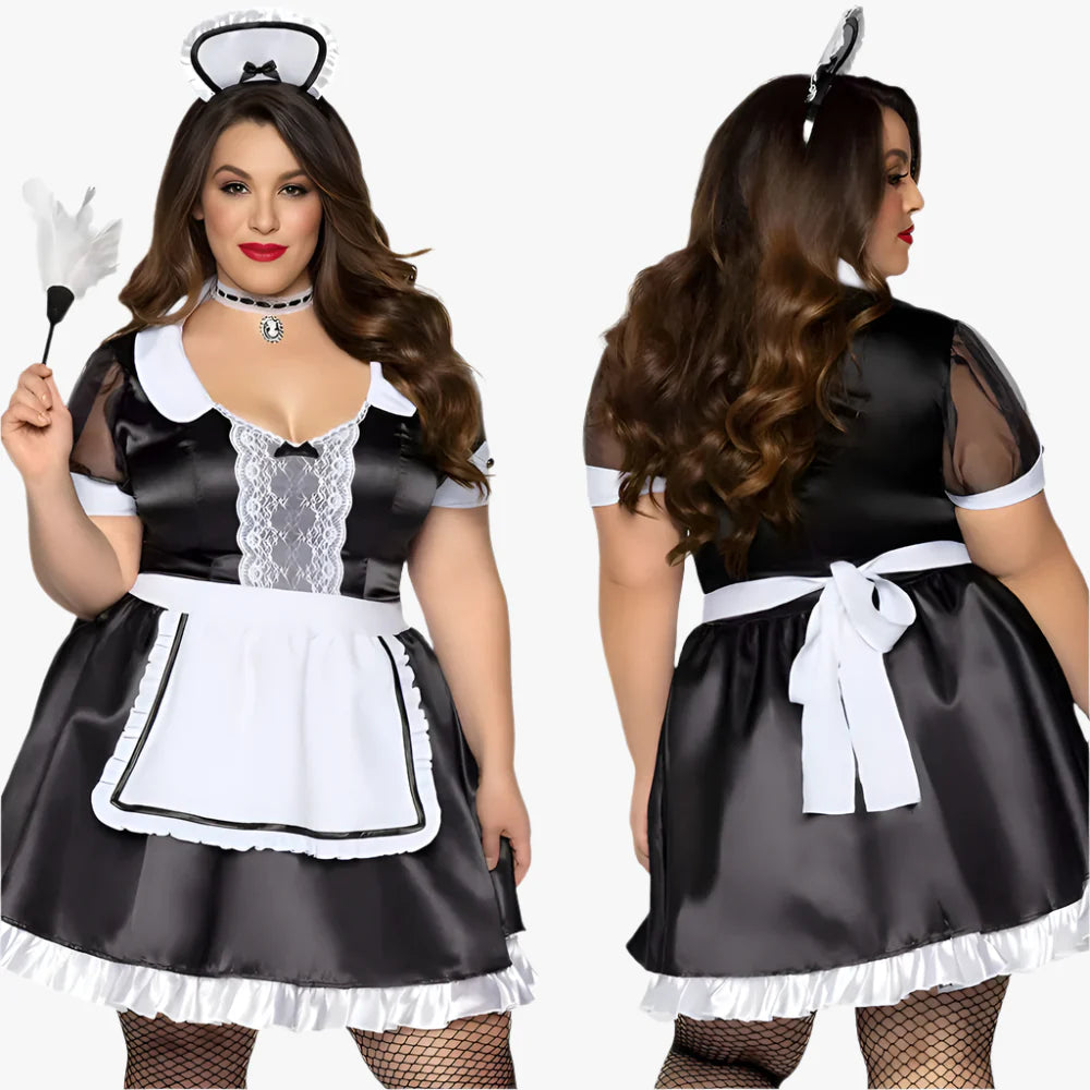 Curvy Temptation Plus Size Maid Outfit - Black / One Size - Outfit