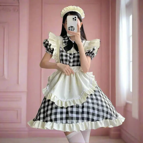 Cute Black Checkered Maid - Outfit