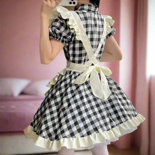 Cute Black Checkered Maid - Outfit