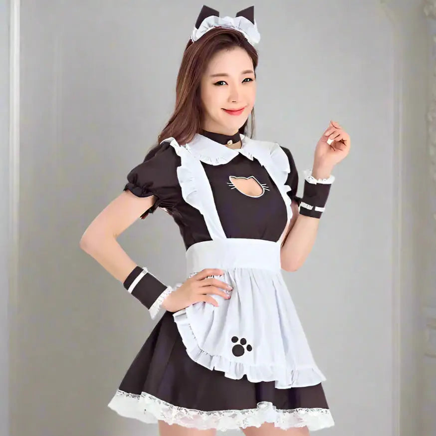 Cute Cat Maid Outfit - Black / S - Outfit
