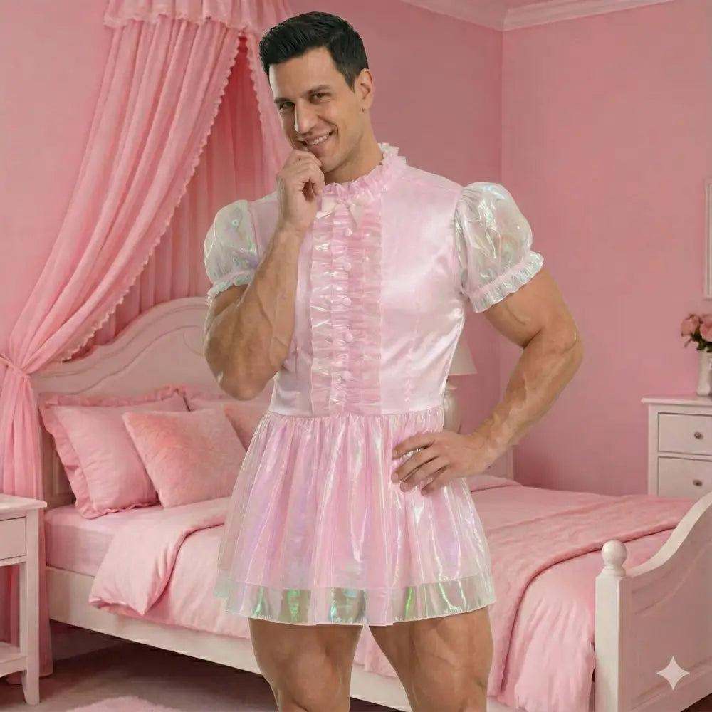 Cute Sissy Pink Male Maid Dress Outfit - Outfit