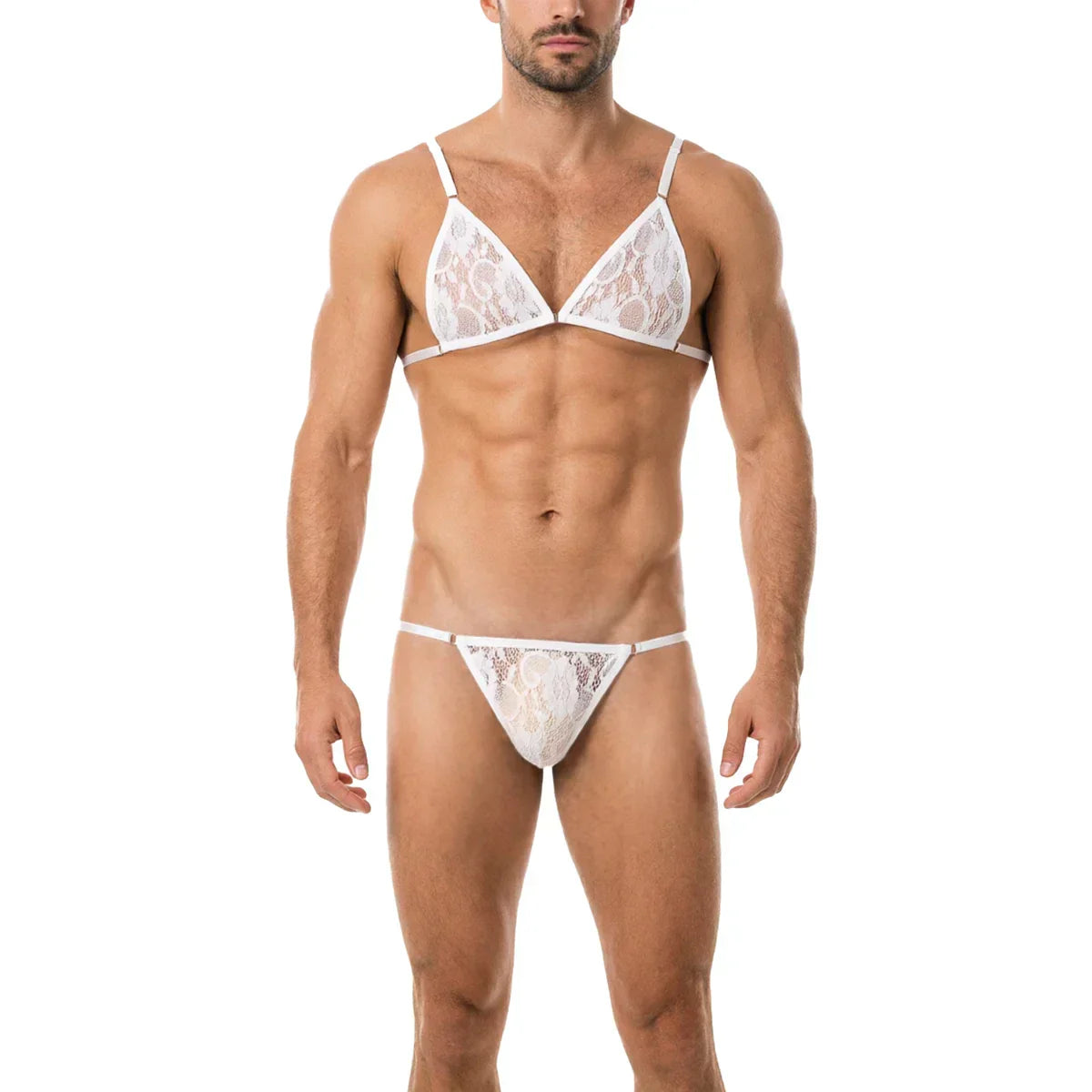 Men’s Sexy Bra Underwear Sets Men Belt Lace Lingerie BDSM Chest Strap Sex Lingerie Sissy Outfit Men Crop Top