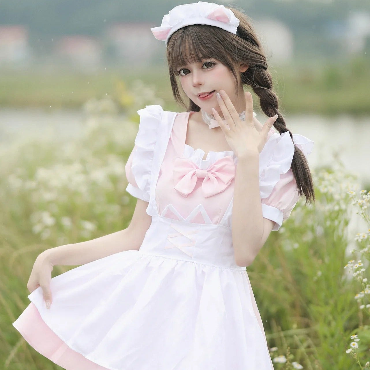 Kawaii Pink Cat Maid Outfit