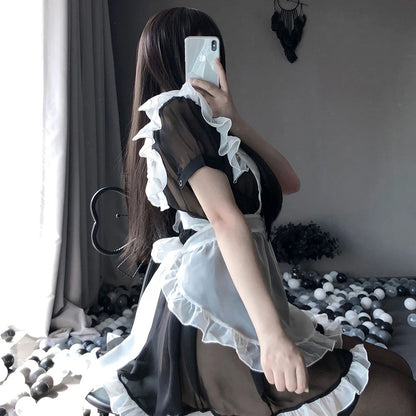 Sheer See-Through Sexy Maid Outfit