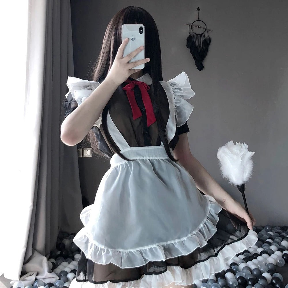 Sheer See-Through Sexy Maid Outfit