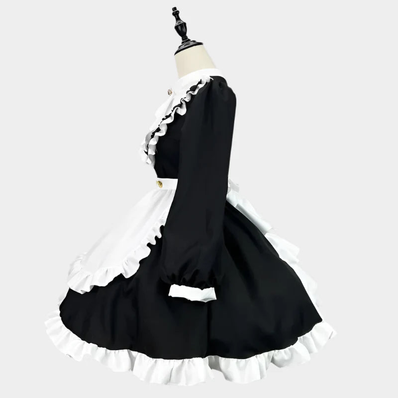 Elegant Long-Sleeves Black Maid Outfit - Outfit