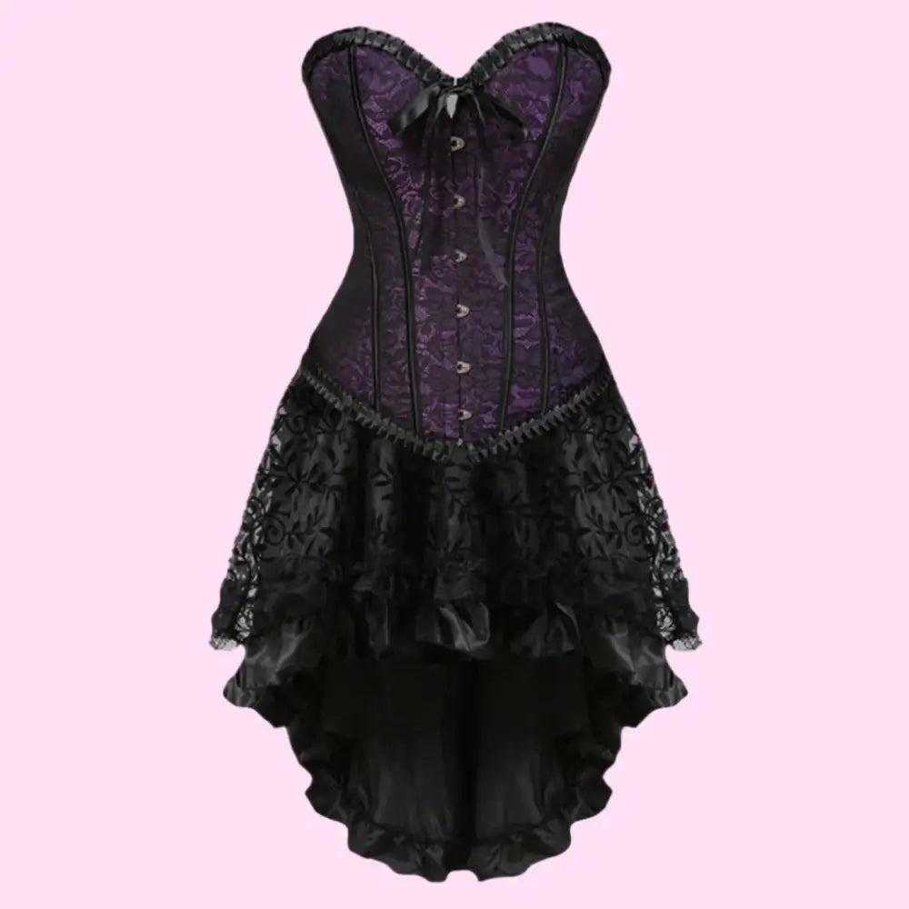Gothic Lace Corset Sexy Outfit - Purple / S - Outfit