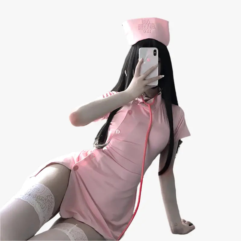 Japanese Pink Nurse Outfit - Pink / One Size - Outfit