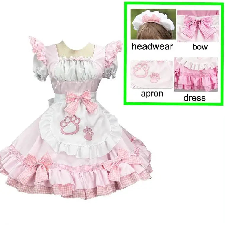 Kawaii Pink Cat Maid Outfit - Pink / S - Outfit