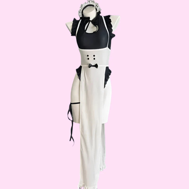 Long Apron French Maid Outfit - Black / One size - Outfit
