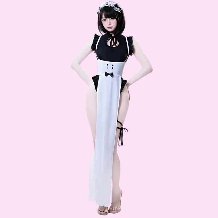 Long Apron French Maid Outfit - Black / One size - Outfit