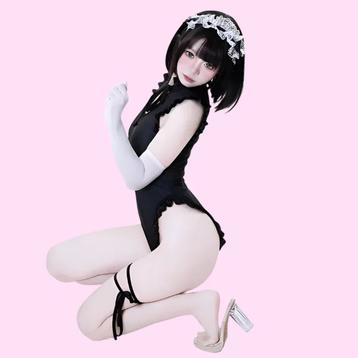 Long Apron French Maid Outfit - Black / One size - Outfit