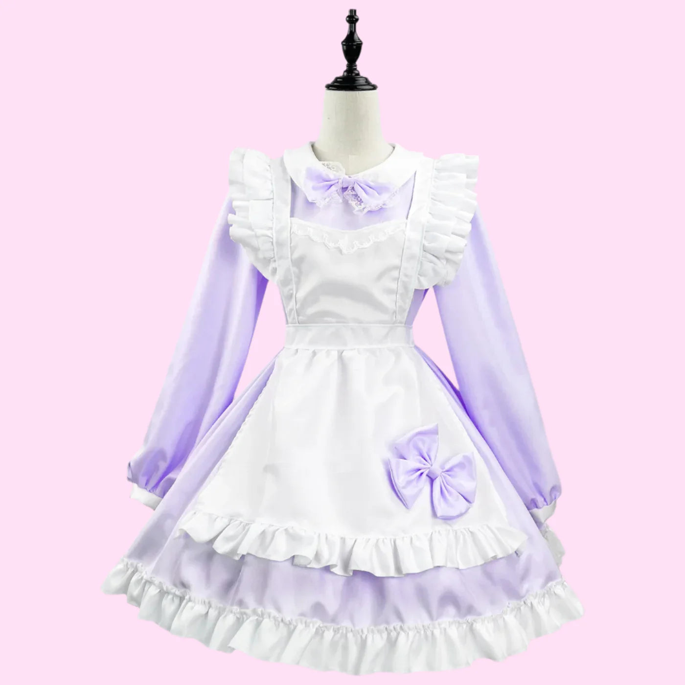 Long Sleeve Ruffle Apron Maid Outfit - Light purple / S - Outfit