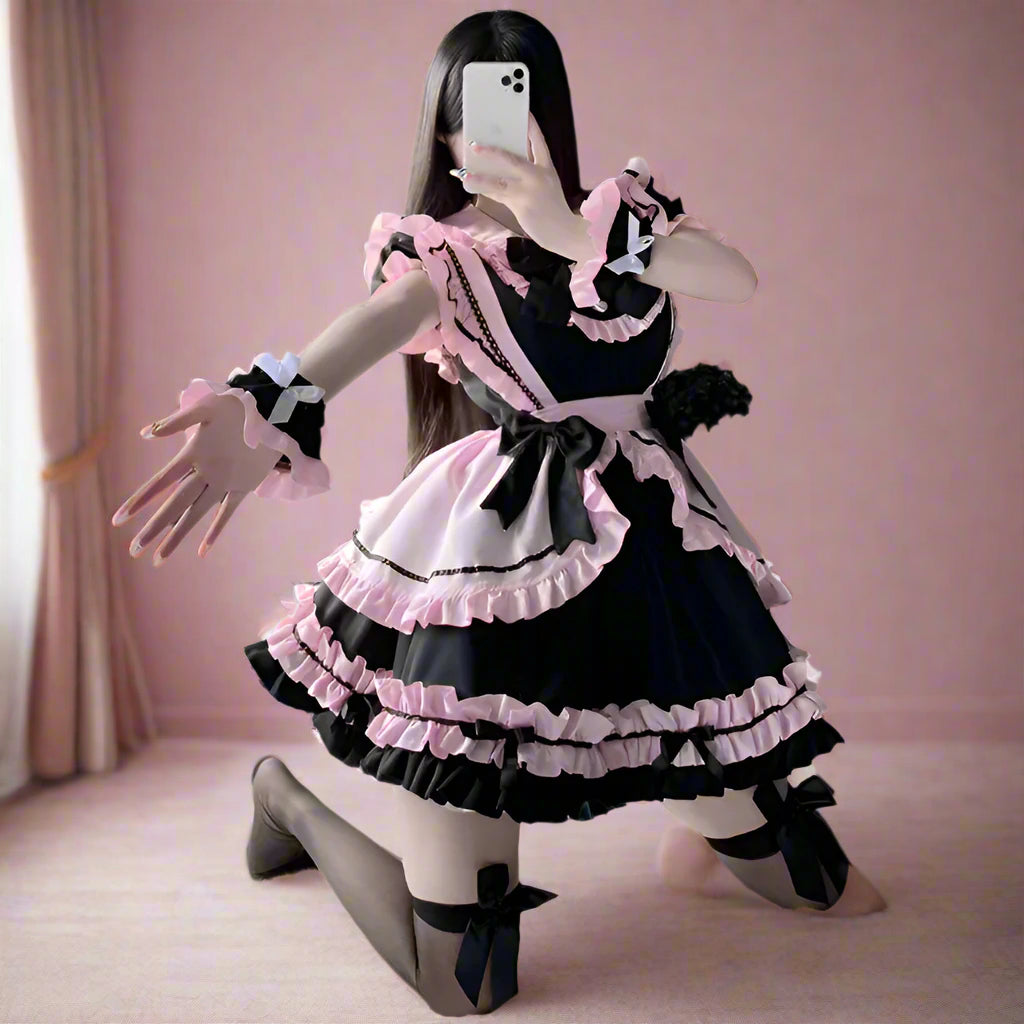Pink and Black French Maid Outfit