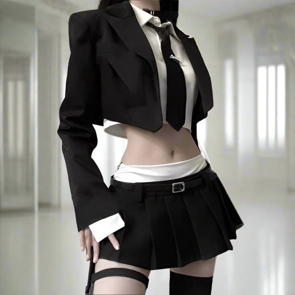 Cropped Secretary Blazer Outfit