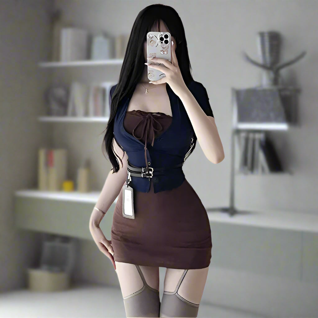Blue Secretary Business Outfit