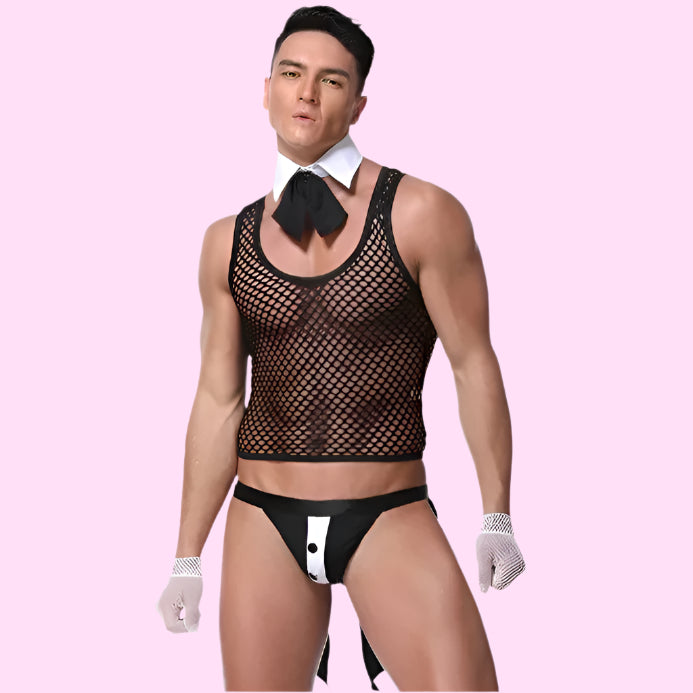 Sexy Mesh Male Maid Outfit