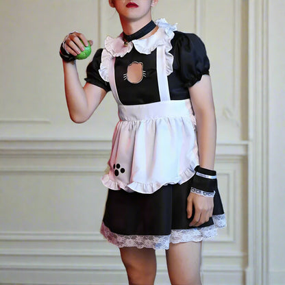 Costume d'homme mignon portant une tenue de femme de chambre Lolita Catgirl Sexy Fake Girl Cross Dressing avec de grandes photos dans des vêtements pour femmes Cosplay