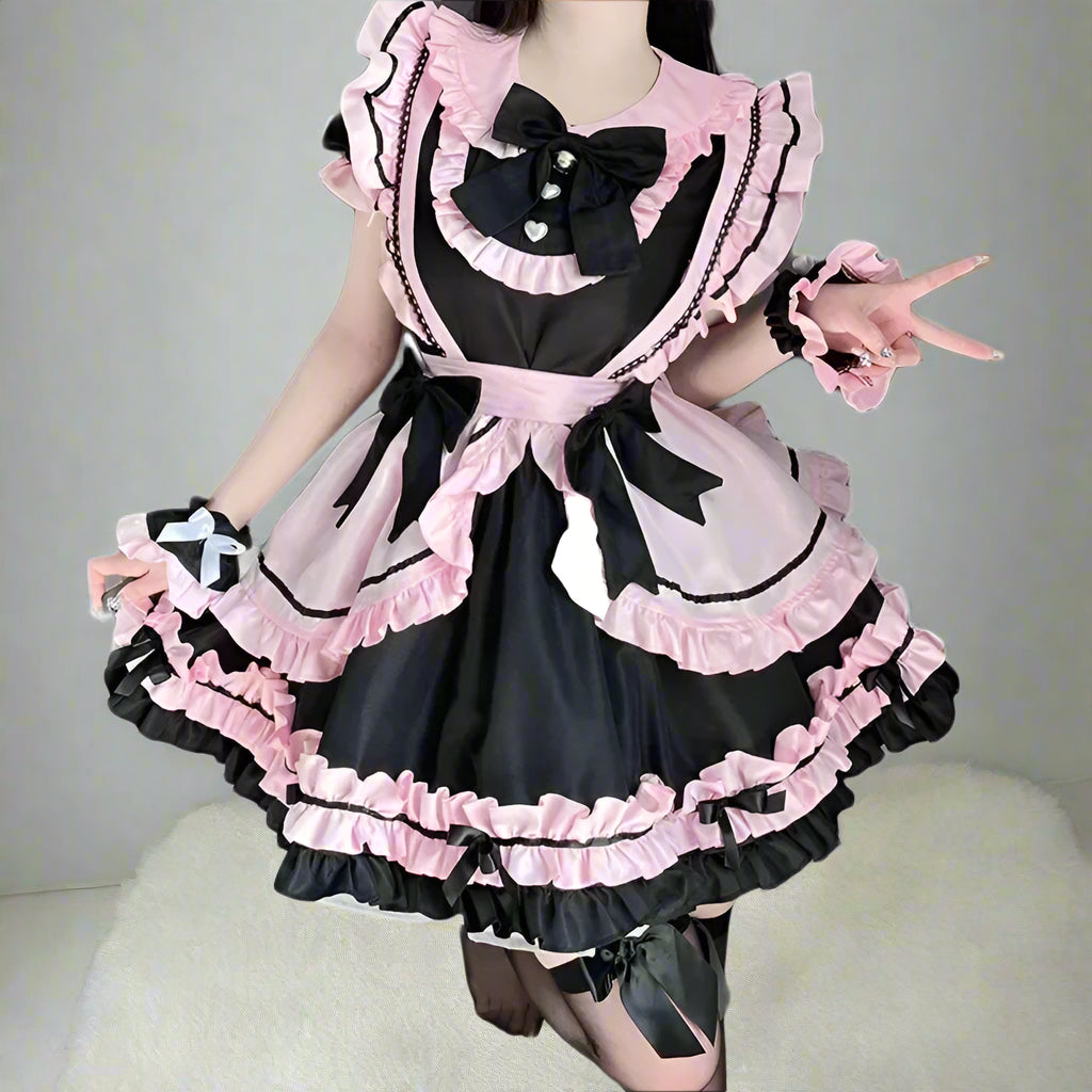 Pink and Black French Maid Outfit