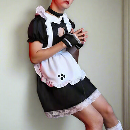 Costume d'homme mignon portant une tenue de femme de chambre Lolita Catgirl Sexy Fake Girl Cross Dressing avec de grandes photos dans des vêtements pour femmes Cosplay