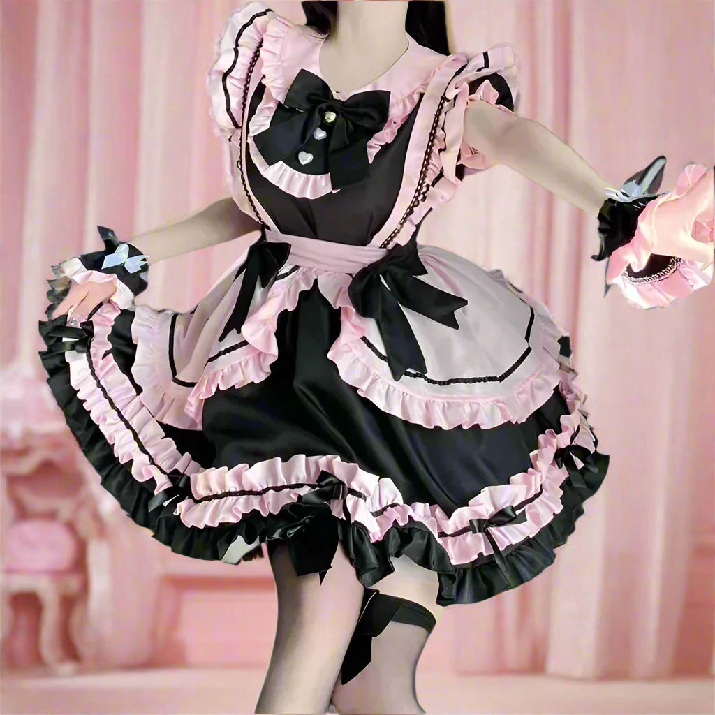 Pink and Black French Maid Outfit