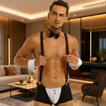 Men Erotic Tuxedo Uniform Waiter Sexy Halloween Role Play Costume Outfit Cute Briefs With Bowknot Collar Cuff Sissy