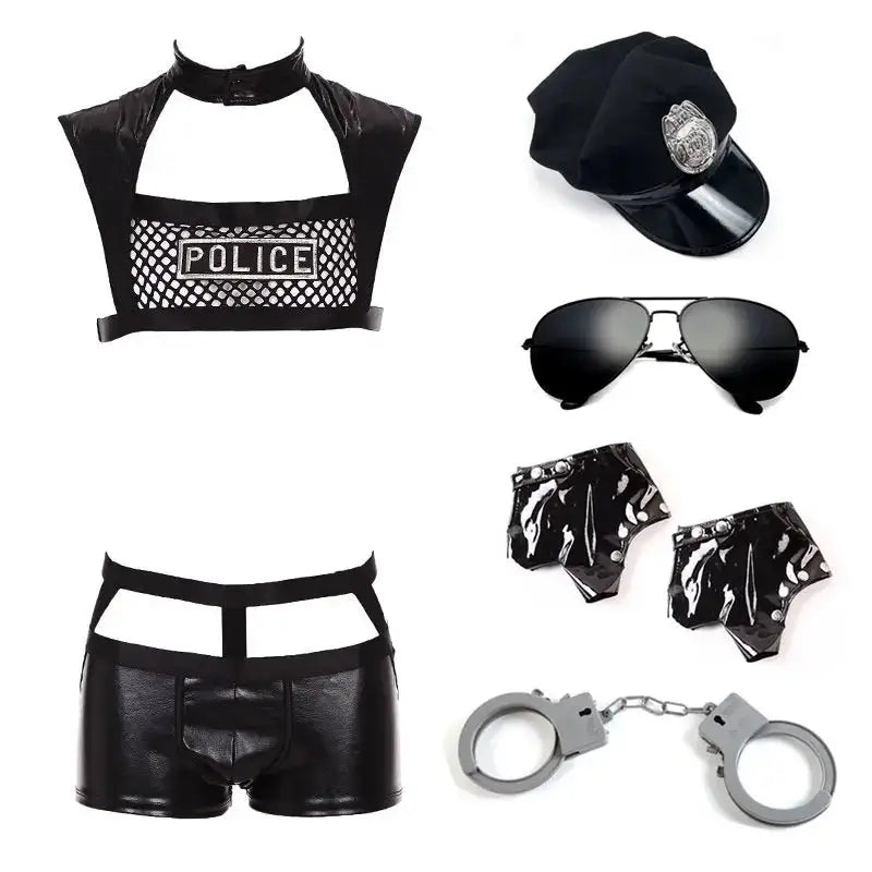 Male Police Officer Roleplay Costume - Black / One Size - Outfit