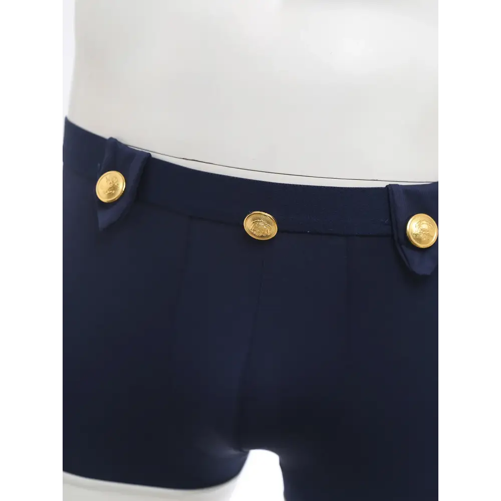 Men Navy Sailor Suit Costume Sets Collar with Necktie Bulge Pouch Boxer Shorts Fancy Dress Up Halloween Sailor Captain