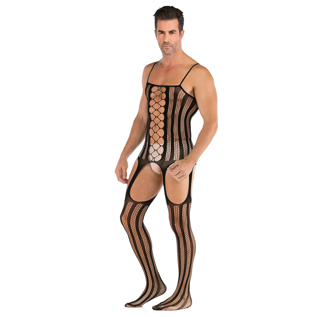 Men porno Sexy Lingerie Underwear Exotic bodysuit mesh net body Stockings Ultrathin Sling Netting hose man jumpsuit
