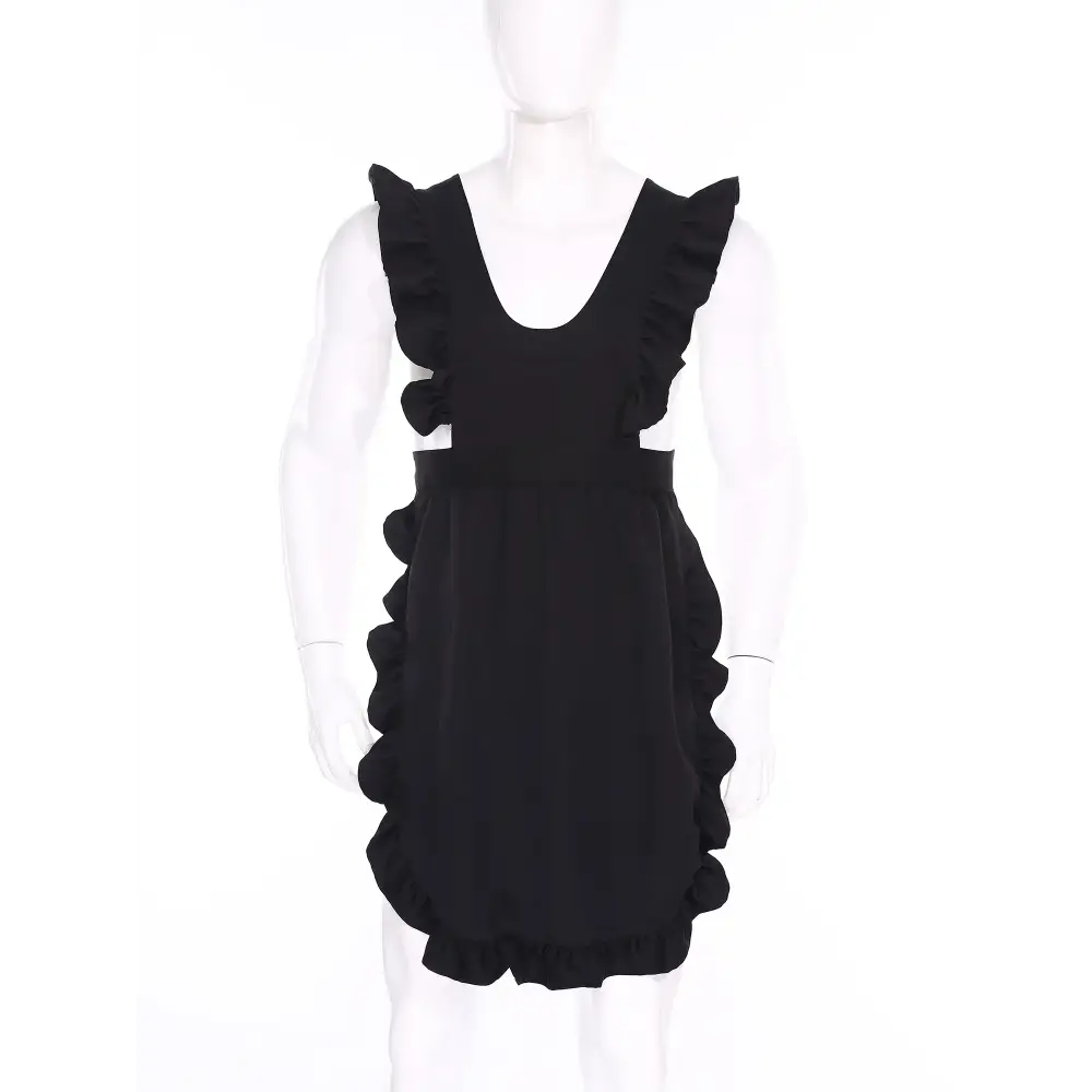 Men Ruffled Apron Manservant Cosplay Lingerie Costume Self-tie Long Apron Sissy Maid Dress-up Nightwear for Couple