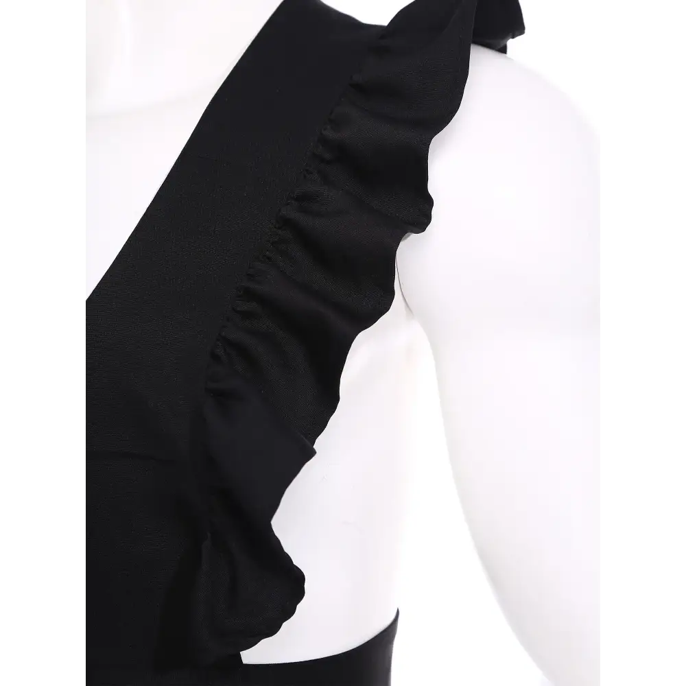 Men Ruffled Apron Manservant Cosplay Lingerie Costume Self-tie Long Apron Sissy Maid Dress-up Nightwear for Couple