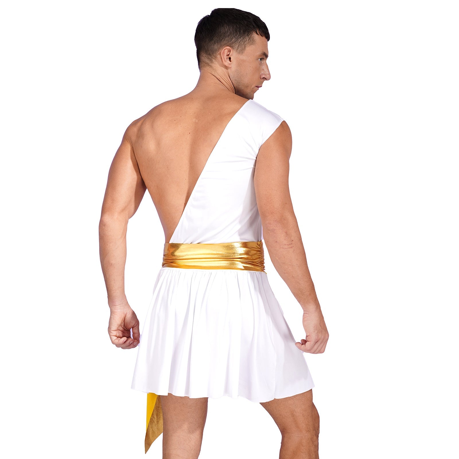 Mens Ancient Greek God Toga Gladiator Costumes Roman Emperor One Shoulder Sleeveless Robe Halloween Medieval Warrior