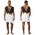 Mens Ancient Greek God Toga Gladiator Costumes Roman Emperor Sleeveless Color Block Robe Halloween Medieval Warrior