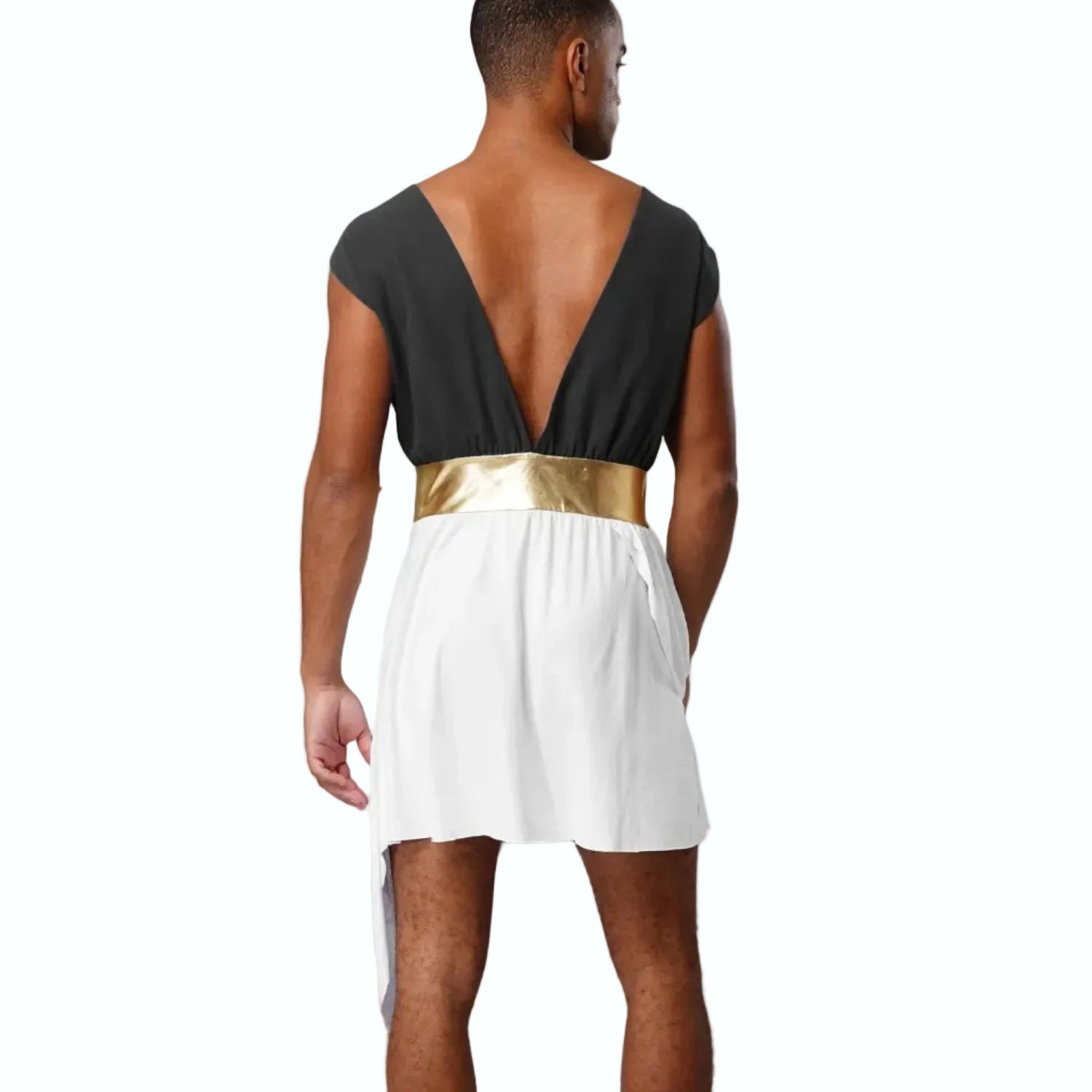 Mens Ancient Greek God Toga Gladiator Costumes Roman Emperor Sleeveless Color Block Robe Halloween Medieval Warrior