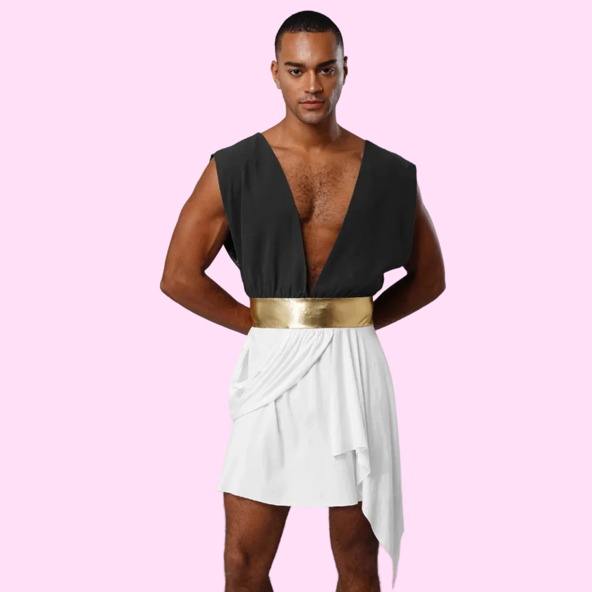 Mens Ancient Greek God Toga Gladiator Costumes Roman Emperor Sleeveless Color Block Robe Halloween Medieval Warrior