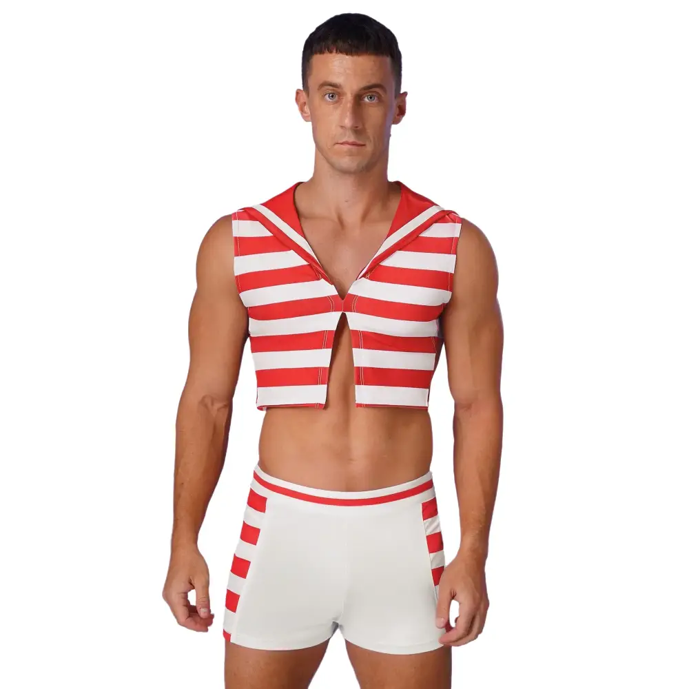Mens Sexy Short Sailor Costume - Red / M - Outfit