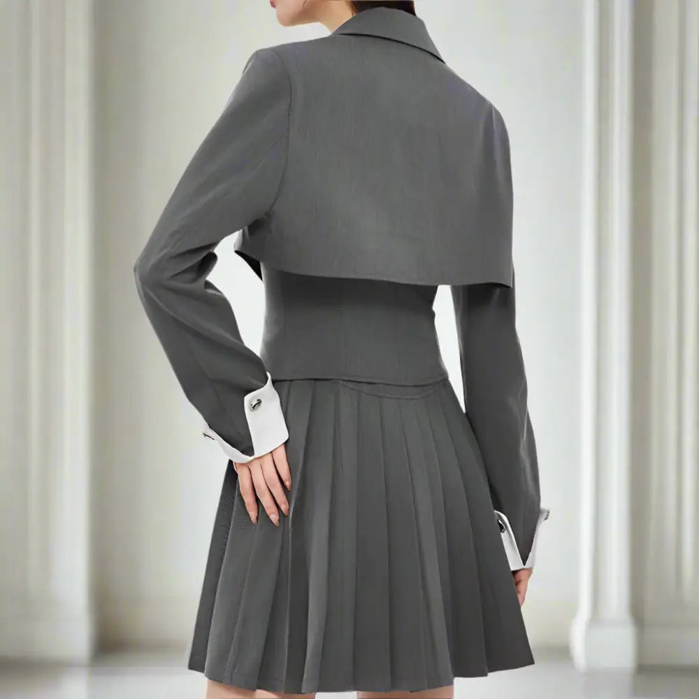 Preppy Grey Secretary Outfit - Outfit