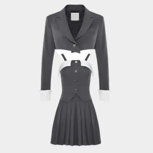 Preppy Grey Secretary Outfit - Outfit