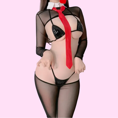 Rabbit Patent Leather Bikini Swimsuits Bunny Girl Cosplay Costume Woman Sexy Lingeries Swimwear Maid See Through Outfits