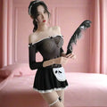 Sensual Transparent Off-Shoulder French Maid Outfit - Black / One Size - Outfit