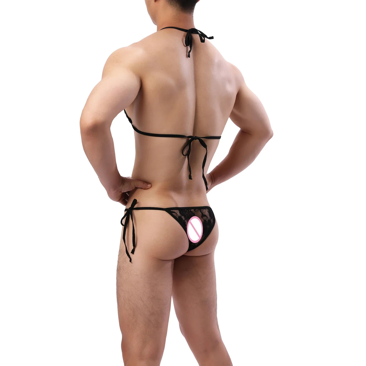 Sexy Lace Adjustable Bra Thong Hollow Sides Open See-Through Crossdressing Set Hot Sex Panties Bdsm Fetish Sissy Erotic