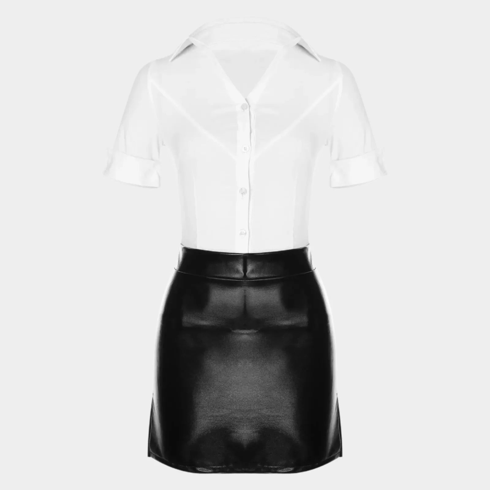 Sexy Latex Secretary Outfit - Black / S - Outfit