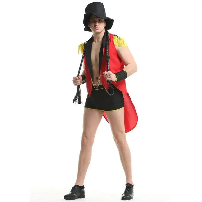 Circus Handsome Clown Lion Tamer Costume Party Trainer Magician Dress Up Suit Halloween Sexy Cosplay Uniform Stage
