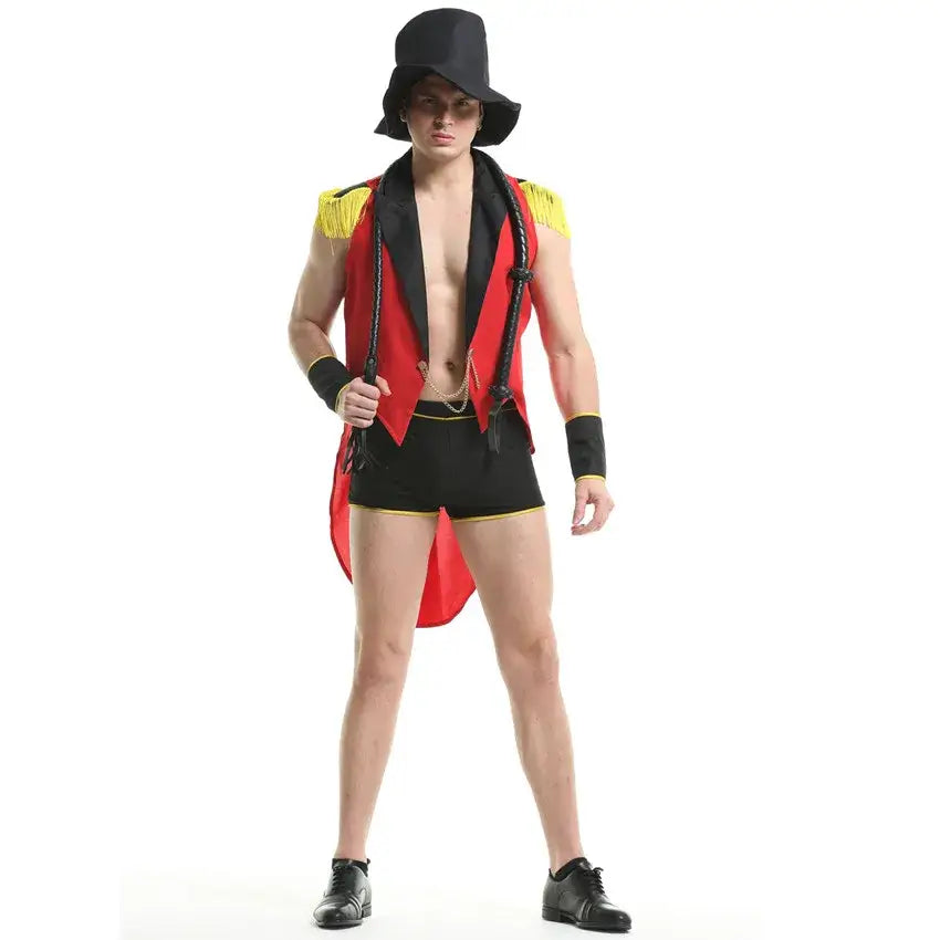 Circus Handsome Clown Lion Tamer Costume Party Trainer Magician Dress Up Suit Halloween Sexy Cosplay Uniform Stage