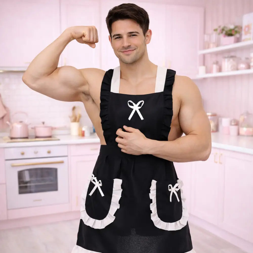 Sexy Male Maid Heart Apron Outfit - One Size / Black - Outfit