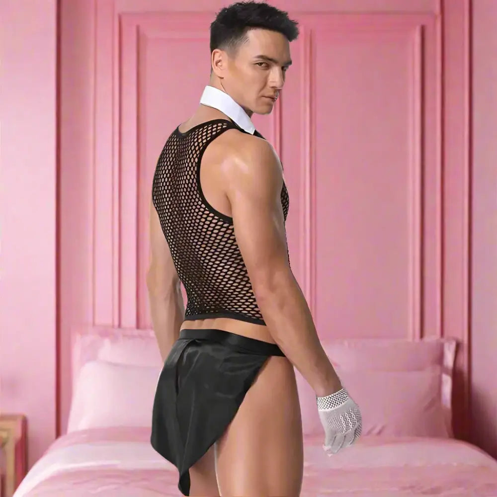 Sexy Mesh Male Maid Outfit - Black / One Size - Outfit