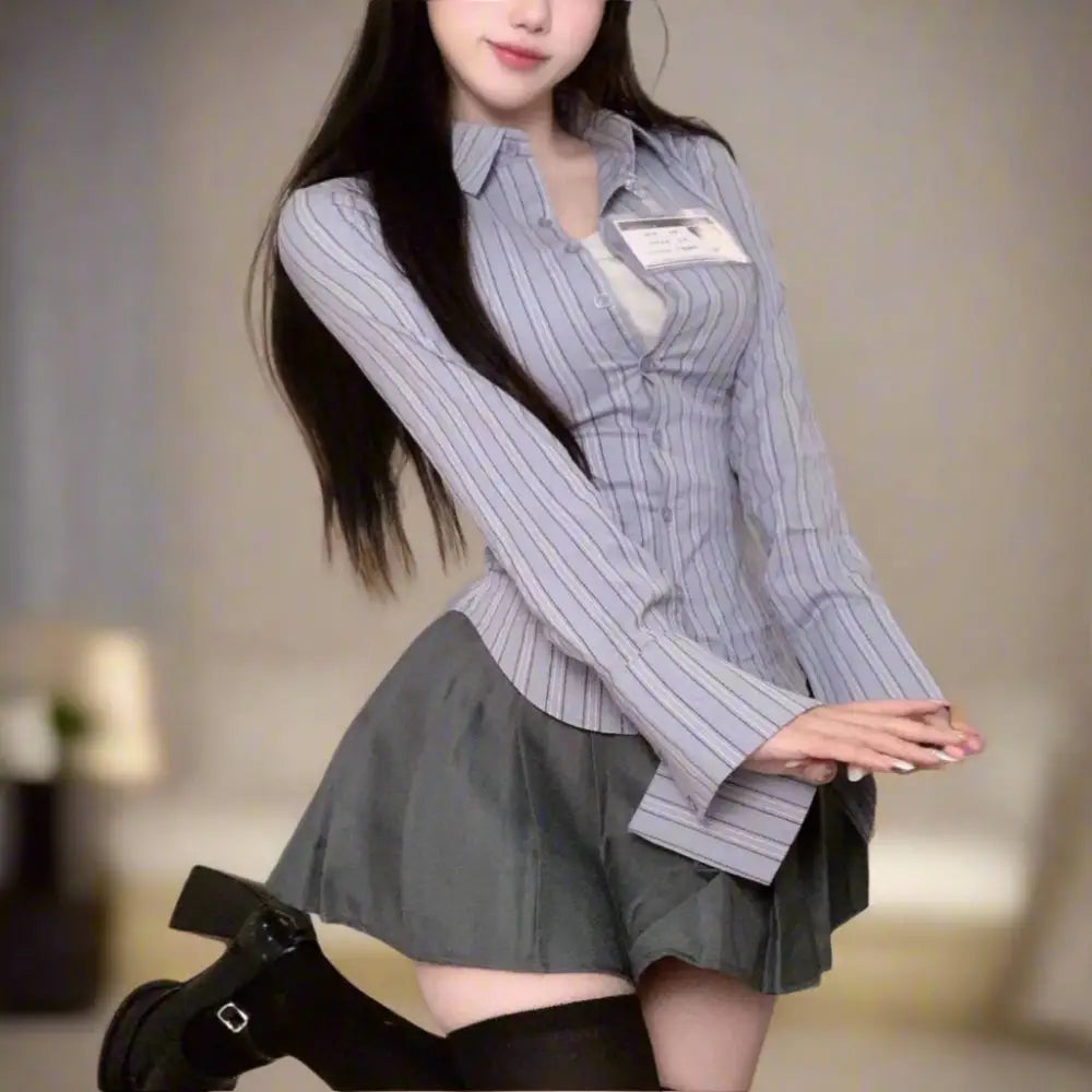 Sexy Striped Secretary Outfit - Outfit