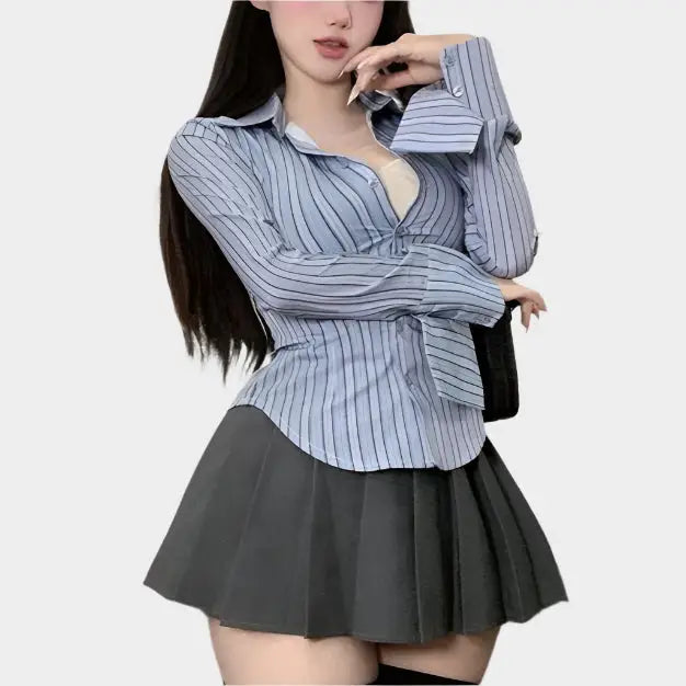 Sexy Striped Secretary Outfit - Outfit
